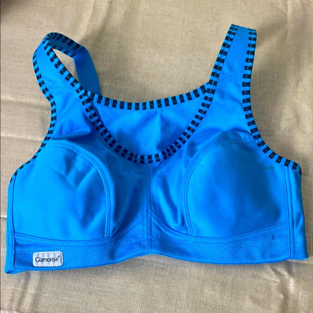 Glamorise Electric Blue Sports Bra with Black Accents